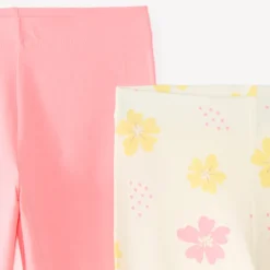 Lot de 2 leggings en jersey uni et motifs fantaisie pour fille