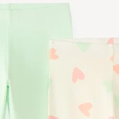Lot de 2 leggings en jersey uni et motifs fantaisie pour fille