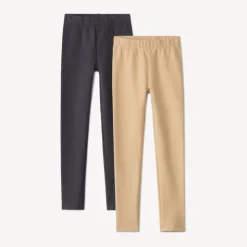 Lot de 2 leggings en molleton uni pour fille
