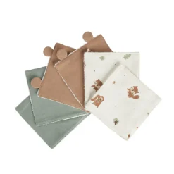 Lot de 6 lingettes lavables 12 x 12 cm en coton Roi des Forêts