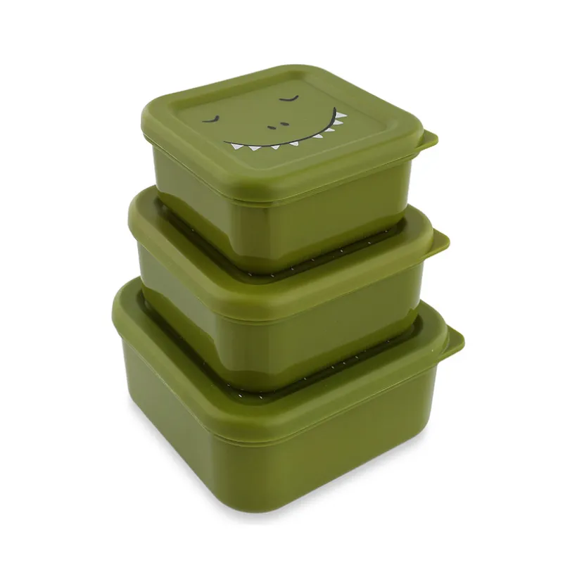 Lot de 3 lunchbox gigognes Mr. Dino vert