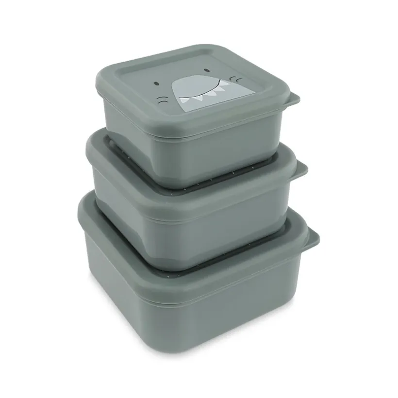 Lot de 3 lunchbox gigognes Mr. Shark gris