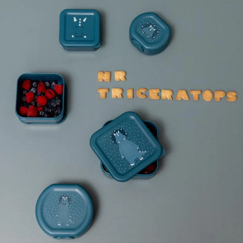 Lot de 3 lunchbox gigognes Mr. Triceratops bleu