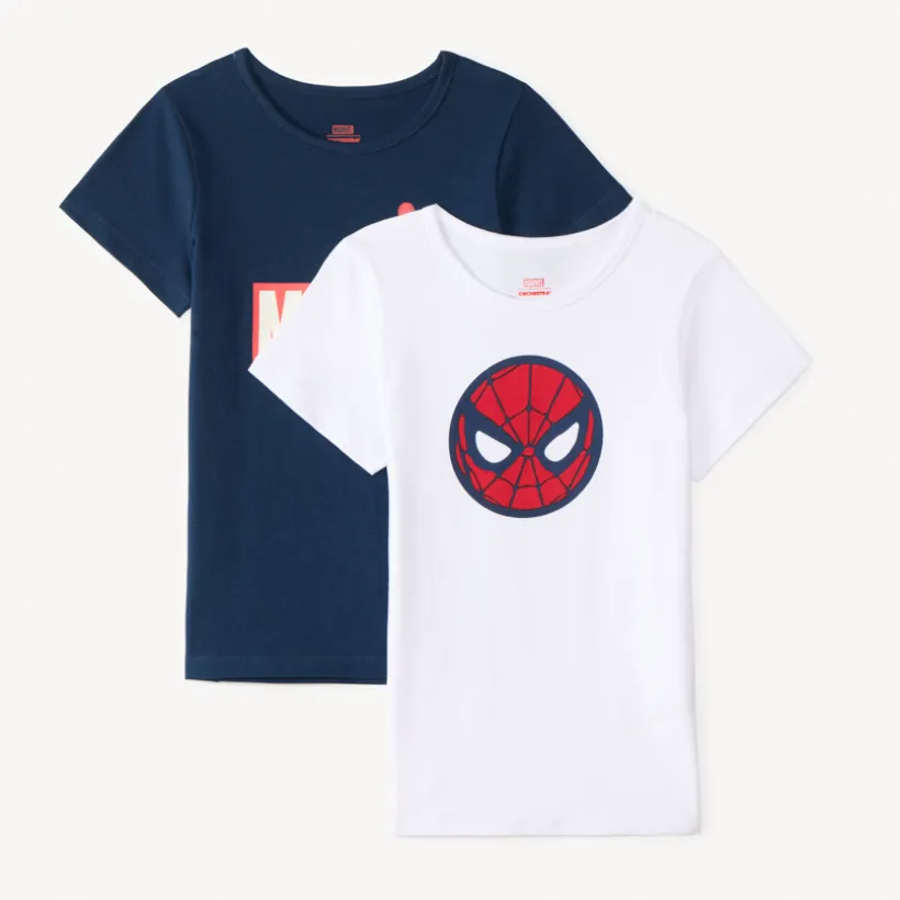 Lot de 2 maillots de corps manches courtes Spider-Man Marvel pour garçon