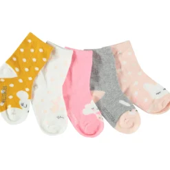 Lot de 5 paires de chaussettes assorties à pois unies