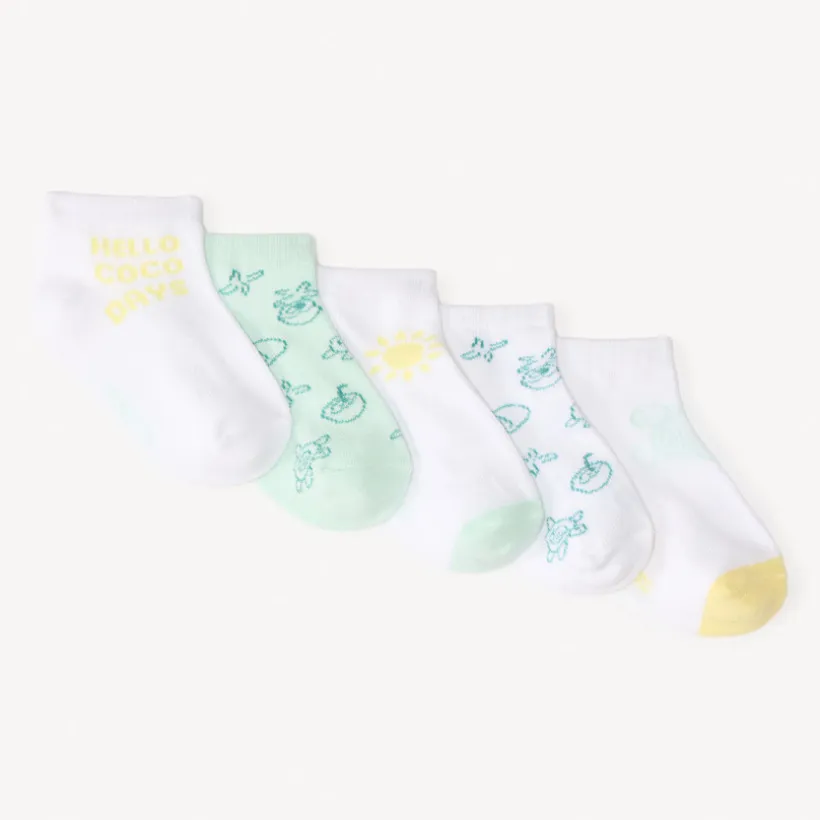 Lot de 5 paires de chaussettes courtes fantaisie pour bébé garçon