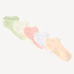Lot de 5 paires de chaussettes courtes volantées pour fille