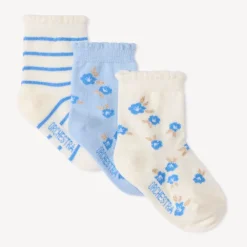Lot de 3 paires de chaussettes fleuries pour bébé fille