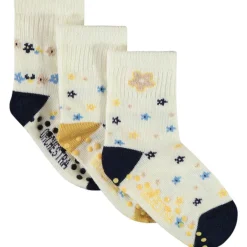 Lot de 3 paires de chaussettes fleuries antidérapantes pour bébé fille