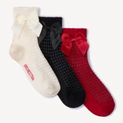 Lot de 3 paires de chaussettes fantaisie à nœud pour fille