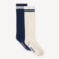 Lot de 2 paires de chaussettes hautes esprit collège pour fille