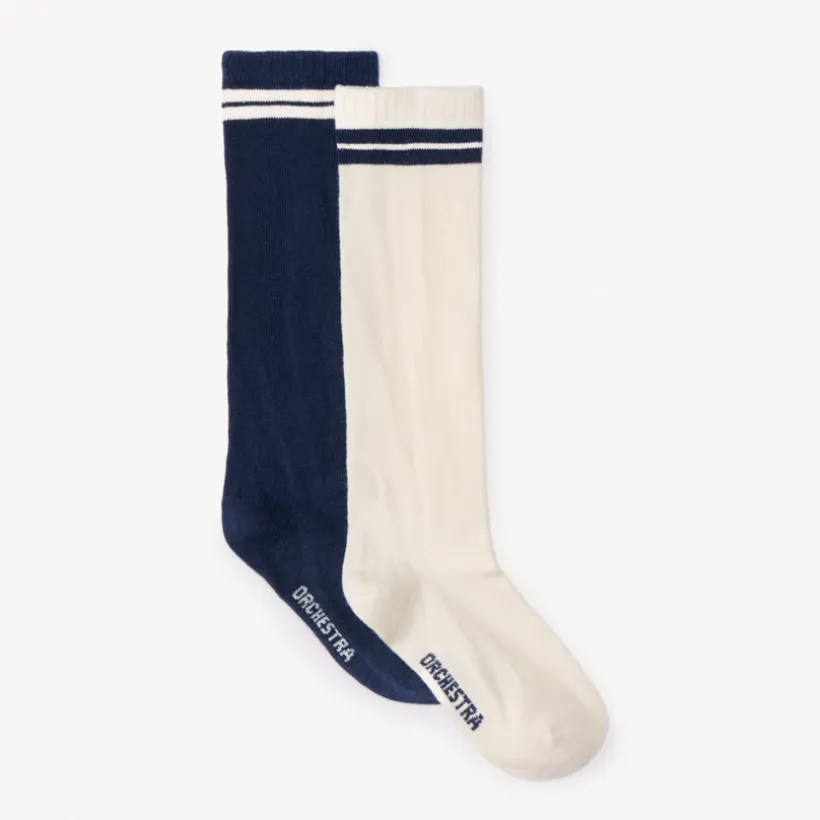 Lot de 2 paires de chaussettes hautes esprit collège pour fille