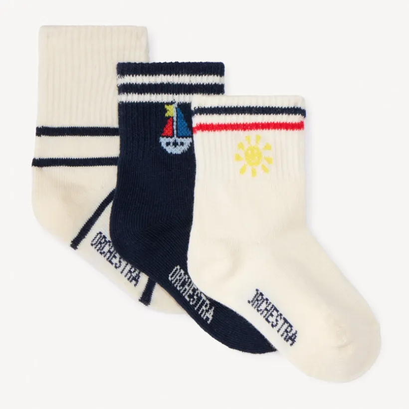 Lot de 3 paires de chaussettes motifs mer pour bébé garçon