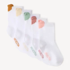 Lot de 5 paires de chaussettes unies à languette pour bébé fille