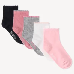 Lot de 5 paires de chaussettes unies festonnées pour fille