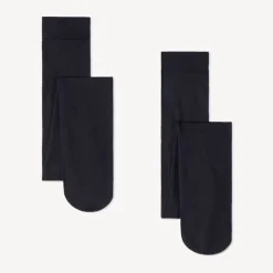 Lot de 2 paires de collants fins unis en microfibre pour fille