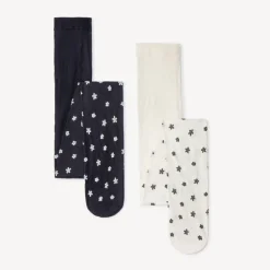 Lot de 2 paires de collants fins fleuris pour fille