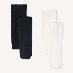 Lot de 2 paires de collants épais unis pour fille