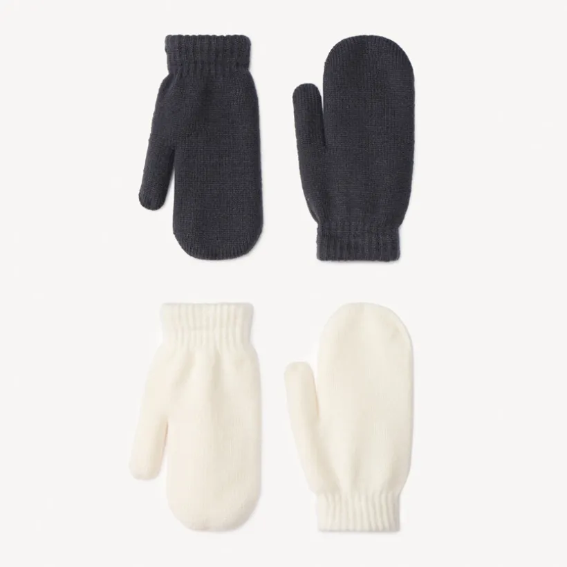 Lot de 2 paires de moufles en tricot uni pour fille