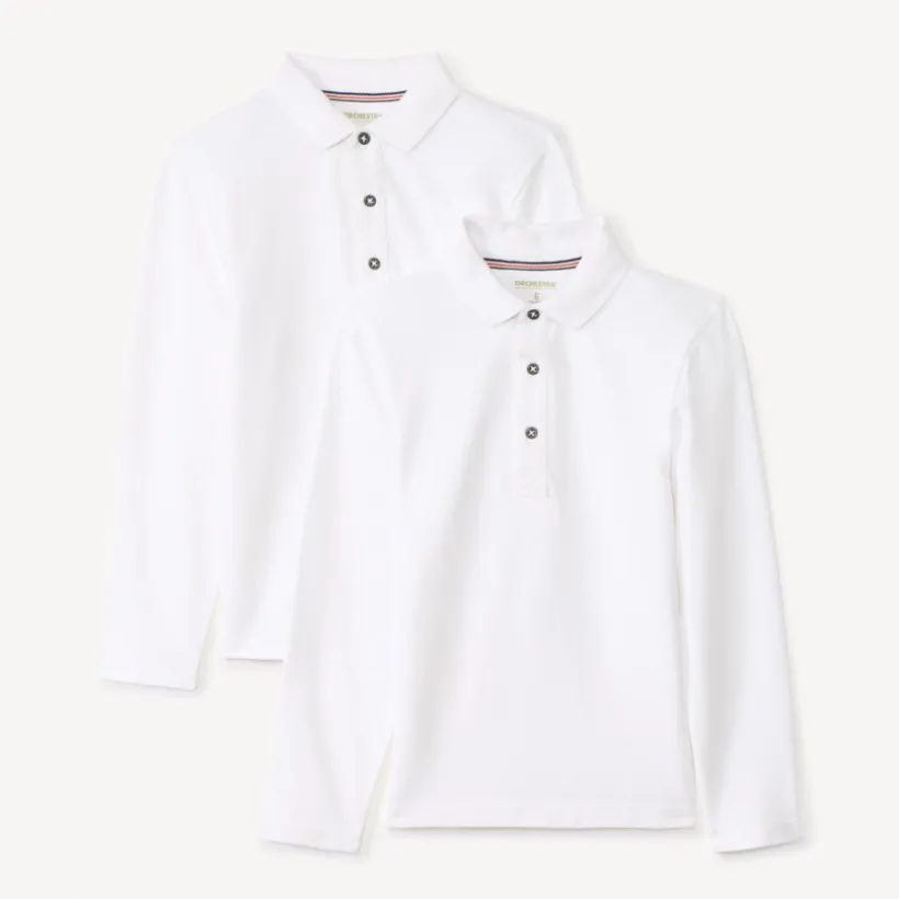 Lot de 2 polos manches longues unis pour garçon