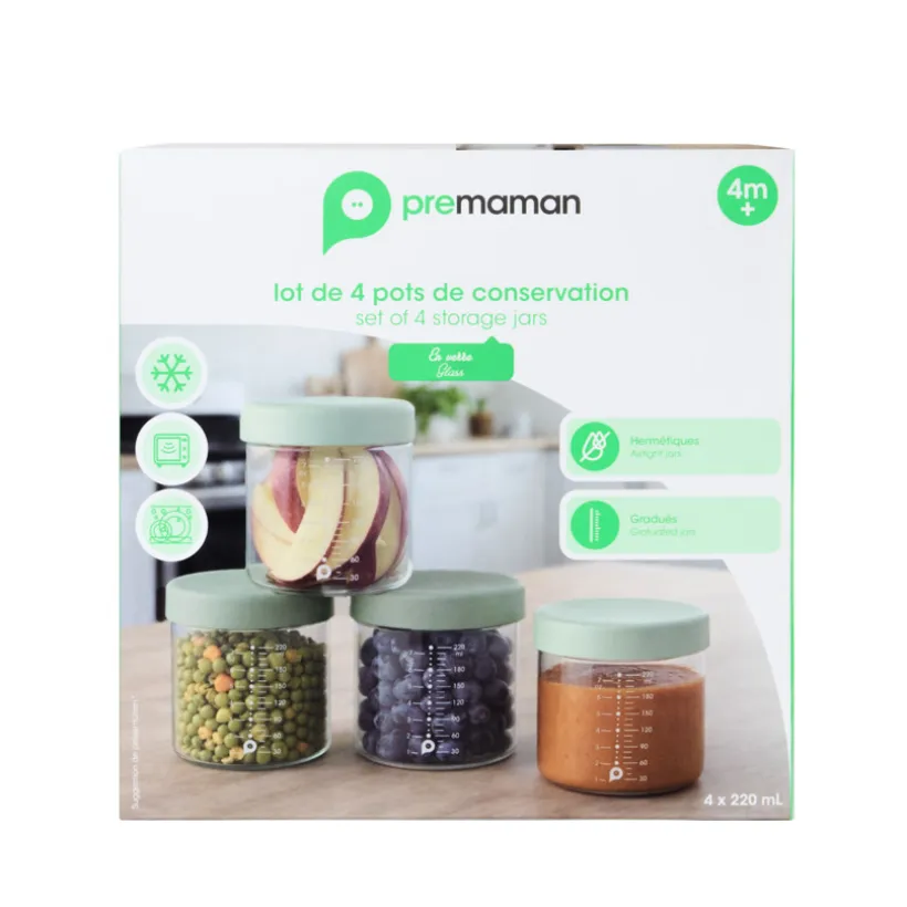 Lot de 4 pots de conservation en verre - 220 ml