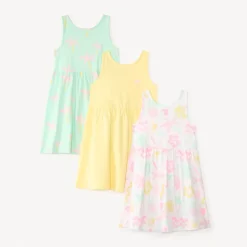 Lot de 3 robes débardeur imprimé fantaisie pour fille