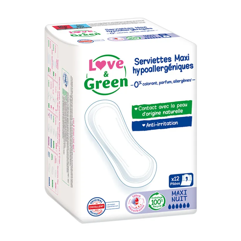 Lot de 12 serviettes maxi nuit sans ailettes