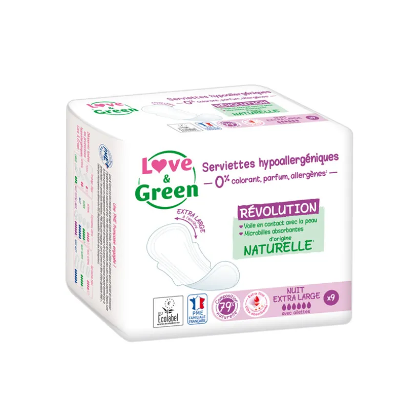 Lot de 9 serviettes nuit extra large avec ailettes