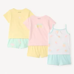 Lot de 3 sets de pyjamas courts 2 pièces fantaisie pour fille