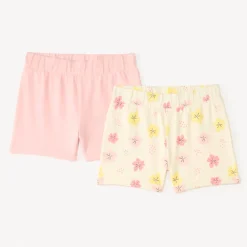 Lot de 2 shorts en jersey uni + imprimé fantaisie pour fille