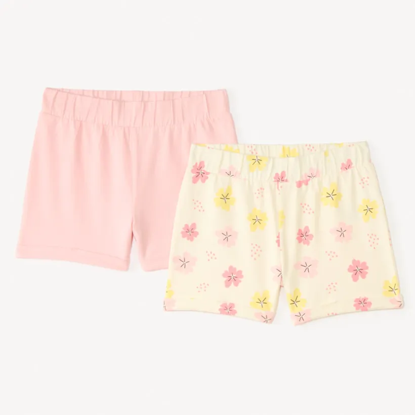 Lot de 2 shorts en jersey uni + imprimé fantaisie pour fille