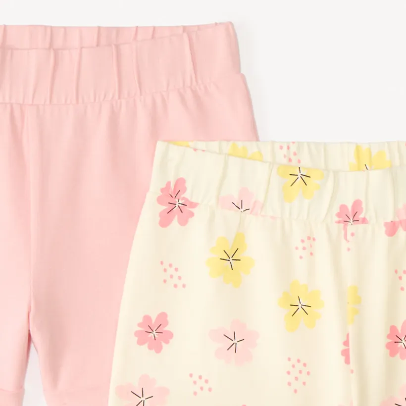 Lot de 2 shorts en jersey uni + imprimé fantaisie pour fille
