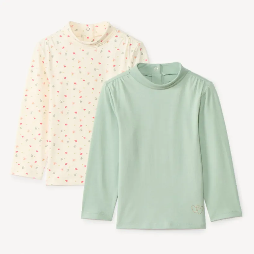 Lot de 2 sous-pulls à col roulé pour bébé fille