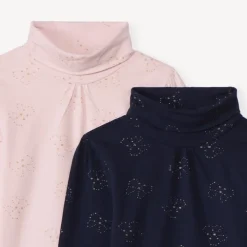 Lot de 2 Sous-pulls à col roulés fantaisie pour fille