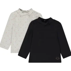 Lot de 2 sous-pulls fantaisie col cheminée pour bébé fille