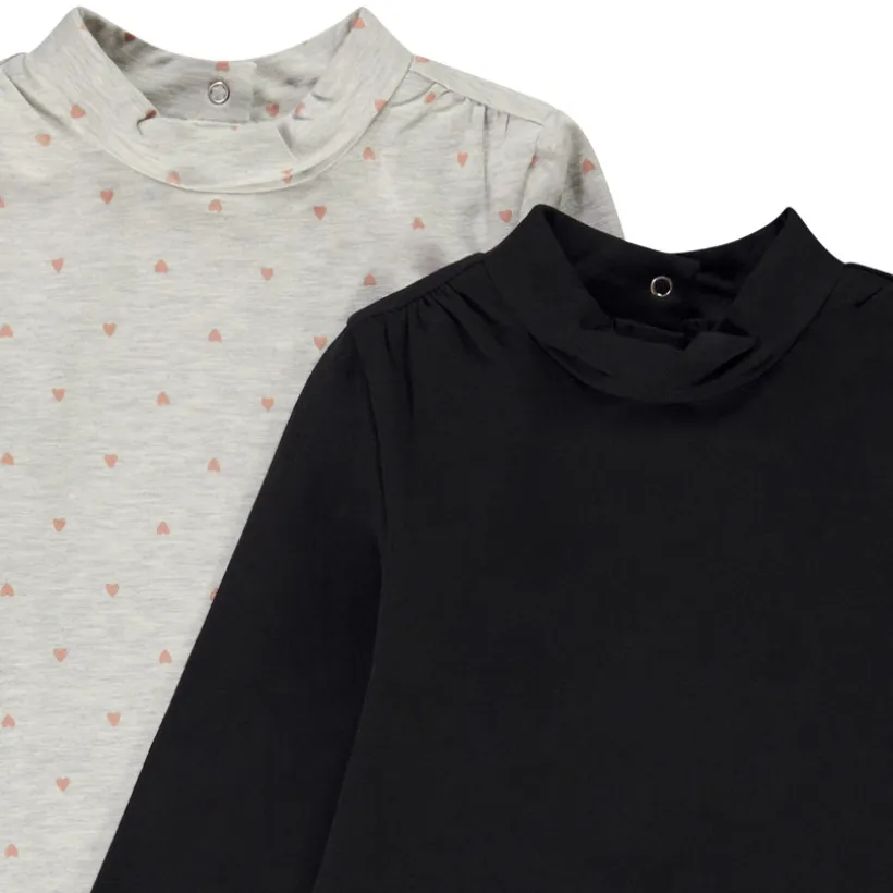 Lot de 2 sous-pulls fantaisie col cheminée pour bébé fille