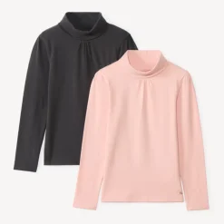 Lot de 2 sous-pulls unis à col roulé pour fille