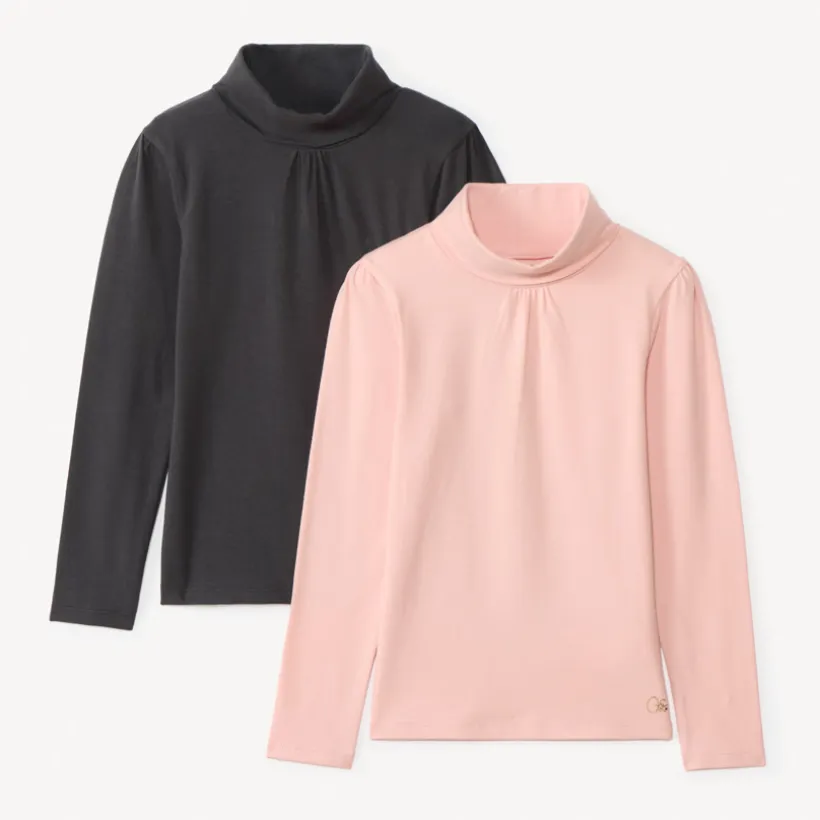Lot de 2 sous-pulls unis à col roulé pour fille