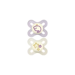 Lot de 2 sucette en silicone Nuit - 0-2 mois (Modèle aléatoire)
