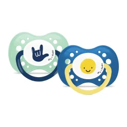 Lot de 2 sucettes anatomiques en silicone 18M+ Mathilde Cabanas bleu