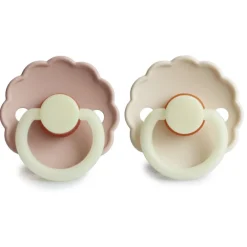 Lot de 2 sucettes Daisy Night latex T1 - Cream/Blush