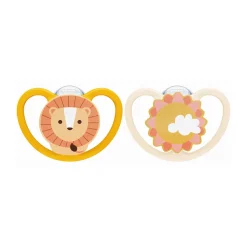 Lot de 2 sucettes en silicone 6-18M Space lion/soleil