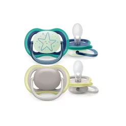 Lot de 2 sucettes en silicone Ultra Air Night phosphorescente 6-18M