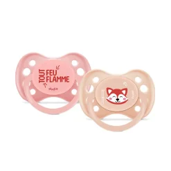 Lot de 2 sucettes panda roux en silicone anatomique 6M+