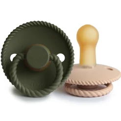 Lot de 2 sucettes Rope latex T2 - Croissant/Olive