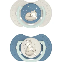 Lot de 2 sucettes silicone Dynamique Jour/Nuit 0/6M Garçon