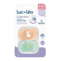 Lot de 2 sucettes silicone Extra-fines 6-18M lama/cactus