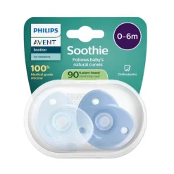 Lot de 2 sucettes silicone 0-6M Soothie bleu