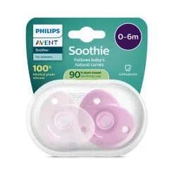 Lot de 2 sucettes silicone 0-6M Soothie rose