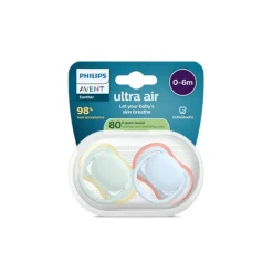 Lot de 2 sucettes silicone 0-6M Ultra Air unies (lot aléatoire)